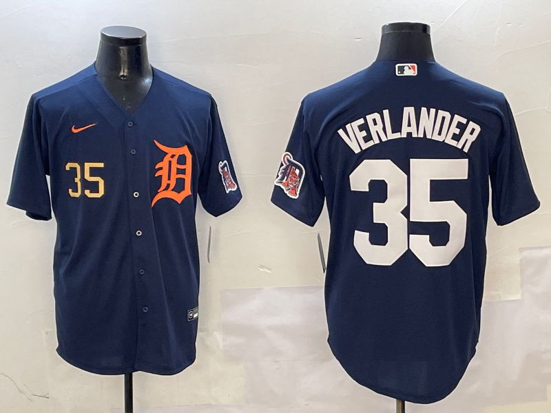 Men Detroit Tigers 35 Verlander Drak Blue Game 2025 Nike MLB Jersey style 3113